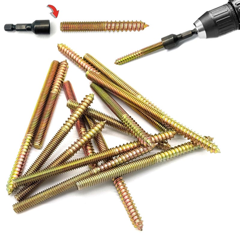 Matrelt 15 Pack 5/16-18" Hanger Bolts 3 Long Sizes Include1 pcs Hanger Bolt Driver Double Headed Bolts Wood Dowel Screw Self-Tapping Screw Hanger Bolt for Furniture Double Threaded Rods - Image 5